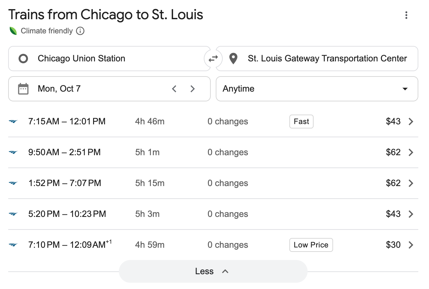 amtrak chicago to st louis